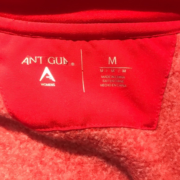 New England Patriots Antigua Women’s 1/4 Zip Red Fleece PullOver Long Sleeve - Picture 7 of 11